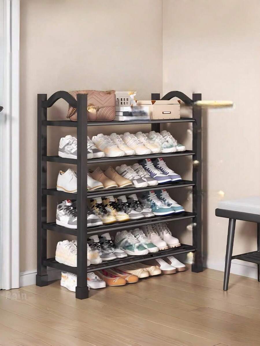 1pc Multi-Layer Multi-Color Expandable Shoe Rack, Lightweight Easy Assembly, Plastic + Metal Frame With Curved Handle, Space-Saving Storage Solution For Entryway, Home, Bedroom And Closet, Essential For Daily And Travel Shoe Organization