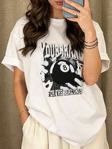 Respirable Camiseta casual de mujer de verano, cuello redondo, manga corta, tejido suave |   TU MARCA | Estilo callejero americano, tienda local, tops para salir, algodón, vintage, estilo callejero europeo y americano, casual deportivo, estilo unisex, estilo casual urbano, tops bonitos, Generación Z, curvas, ropa Y2K, camisetas divertidas, tops de mujer, conjuntos de vacaciones para mujer, top lindo, camiseta gráfica, conjuntos de primavera, camisetas holgadas, ropa de calle retro, estilo de los 90, estilo de los 2000, subcultura, top negro, tops blancos, atuendo de fiesta de los 90, top deportivo mujer - Blanco - Ver 2