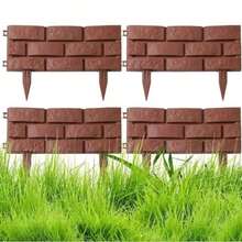 1pc 2D Acrylic Brick Texture Garden Edging Stake, Decorative Landscape Border Suitable For Yard, Lawn And Pathway, Outdoor Wind & Rain Resistant Fence Panel - A - View 4