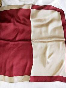 Elegante y de moda Pañuelo cuadrado de seda con estampado de bloques de color para primavera (Tamaño: 70*70cm), adecuado para uso diario, opción de regalo perfecta - Rojo - Ver 2