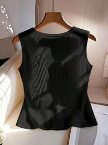 de tirantes casual de mujer con decoración metálica de unicolor, para verano - Negro - Ver 2