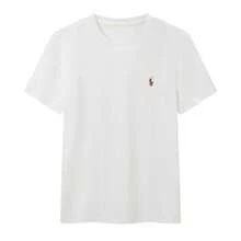 Camiseta de Verano 2026 para Hombre con Logo de Caballo, Cuello Redondo, Manga Corta, Corte Ajustado, de Algodón Estampado RL, Casual y Versátil, 100% Algodón - Negro - Ver 9