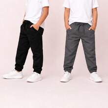 Boys' High-Quality Slim Fit Twill Pants - 黑鉛 - 查看 2