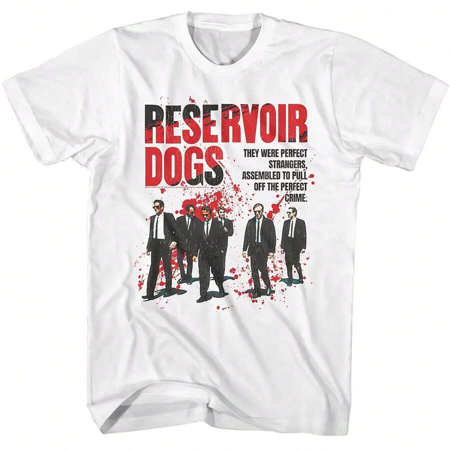 Reservoir Dogs, A 90s Crime Film T-Shirt Featuring A Retro Graphic Print, Made Of Cotton, With Short Sleeves And A Relaxed Fit For Fans. - Shape - View 1