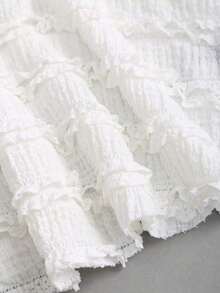 Top de tirantes con cuello halter y pliegues en Y2K - Blanco - Ver 3