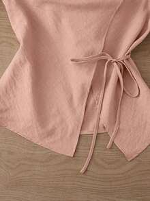 Nueva llegada Camiseta sin mangas con diseño único para mujeres, blusas coreanas de primavera/verano para mujeres, blusas lisas elegantes casuales para mujeres, blusas de estilo coreano - Rosa vieja - Ver 3
