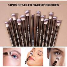 MAANGE Brochas de Maquillaje Profesional 20 Piezas Set de Brochas Maquillaje de Aluminio con Estuche de Terciopelo Sombra de Ojos en Polvo para Base de Maquillaje Perfecta para Regalar(Marrón) RDAH - Marrón - Ver 7