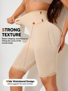 Shorts sin costuras de cintura alta y efecto adelgazante para mujer, de verano - Albaricoque - Ver 2