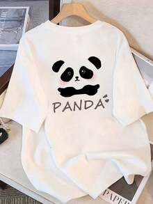 Camisetas de manga corta de talla grande para mujer, ideales para el verano, tops básicos para el día a día, camiseta de manga corta con diseño único para mujer, camiseta de manga corta con estampado de dibujos animados de moda para el verano, top ajustado, transpirable y cómodo. - Blanco - Ver 11