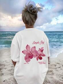 Camiseta de manga corta para mujer estilo vacaciones, elegante y casual, top de verano que combina con todo. - Negro - Ver 8