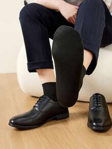 1/3 Pairs Classic Business Men's Mid-Calf Socks, Black/White/Gray, Comfortable & Skin-Friendly, Versatile For All Seasons - Multicolor - View 9