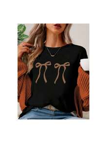 YOCASA Camiseta informal de verano para mujer, de cuello redondo, ajustada y manga corta, con estampado de pintura al óleo, floral, de corazones, de cerezas y de letras. Tejido informal sencillo, estilo deportivo, ideal para el día a día y para una cita de San Valentín..1 pcs,180g Pure Heavy,95%Polyester 5%Spandex - Negro - Ver 3
