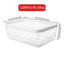 1200ml/40.58oz Plastic Food Storage Container With Lid, Stackable Clear Refrigerator Organizer Box For Fresh Produce And Meat, Space-Saving, Microwave - Multicolor - View 10
