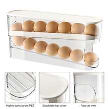 2pcs/1pc White 2-Layer Refrigerator Egg Double-Layer Storage Box, Egg Tray For Fridge, Kitchen Refrigerator Organizer Rack, Egg Holder, Essential Kitchen Organizing Tool, Preserves Freshness & Saves Space,Refrigerator Organizer,Space-Saving Solution - Multicolor - View 6