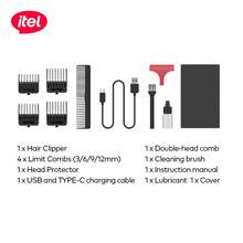 Itel IHC-36 Hair Clipper Classic 2 Pro, 5Hours Super Battery, 240mins Long Battery Life, Auto-Sharpening Stainless Steel Cutter Head, Powerful Motor With Low Noise, Cordless Rechargeable, 11-In-1 Professional Grooming Kit - View 9
