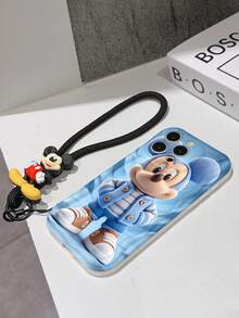 Disney Mickey Mouse Phone Case With Mickey Charm And Lanyard - Cute Mickey Protective Case With Knitted 3D Outfit And Blue Fabric Background, Equipped With Delicate Mickey Decorative Lanyard And Beaded Bracelet For Easy Carrying, Compatible With IPhone 17, 16, 15, 14, 13, 12, 11 Pro Series, Ideal For Birthdays, Holidays, Anniversaries, Graduation Gifts, Or Any Special Occasion To Surprise Family, Friends, Classmates, And Loved Ones. - trắng - Xem 7