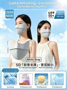 1 pieza Máscara facial de protección solar de seda de hielo de verano, unisex, unicolor/color degradado, múltiples colores disponibles. Diseño recientemente actualizado con enfriamiento de contacto incorporado, transpirable y no sofocante, bloquea eficazmente los rayos UV, perforaciones invisibles que evitan la empañamiento de los lentes, respiración suave, correas ajustables para las orejas para uso prolongado sin presión. Corte 3D adaptado a los contornos faciales, estilizado y versátil, corte curvo que protege las esquinas de los ojos y las sienes, compatible con gafas, adecuado para ciclismo, desplazamientos, deportes, viajes, uso diario, estudiantes, conductores, entusiastas al aire libre, alta relación costo-rendimiento, ideal para uso personal, temporada de regreso a la escuela, regalos de Navidad, Halloween y talla grande - máscara de protección solar rubor - Ver 12