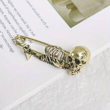 Vintage Women Skull Brooch, Alloy Lapel Pin For Scarf Neckline Decoration, Perfect Halloween Accessory & Gift - Multiple Styles - View 8