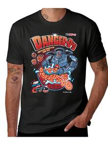 Unisex T-Shirt Made Of Pure Cotton, Men's & Women's Vintage Danger OS Muesli Killer Design Unisex 100% Cotton T-Shirt Soft, All Season Casual Streetwear Essential, All-Match All Season Style, Affordable Daily Wear & Perfect Christmas Gift For Fans And Friends, Summer T-Shirt, Summer Clothes Women's, Men's Summer Outfit, Women's Shirt, Creative Design, Outdoor Play, Cool Style, Fun Design, Great For Outdoor Play, Creative Design, Outdoor Play, Cool Style, Fun Design, Great For Outdoor Play - Black - View 5