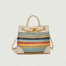 BV Bottega Small Andiamo Bolso de mujer tejido a mano en cuero genuinoBolsodebolso de manotipocuboconpatróntejidoparamujer,bolsodemarca,elegantebolsodemanoparaseñorabolsaderegaloexquisita,bolsodebolso de manodelujoparamujer,bolsocruzadodemodaparamujer,adecuadoparachicas,estudiantesestudiantes universitariosdamasdeoficina,madresdemedianaedadparausodiario,comprasoficina,clase,reuniones,citas,actividadesalairelibretambiénunregaloidealparaBolso de mano de paja tejido de gran capacidad, estilo resort, con diseño de bloques de color, novedad de otoño 2026 para mujer. - Edición de color blanco arroz - Ver 2