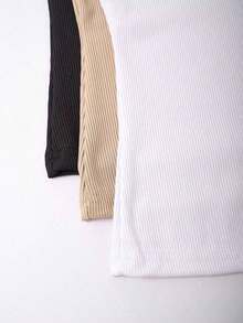 Top ajustado de cuello redondo informal para mujer - Multicolor 4 - Ver 4