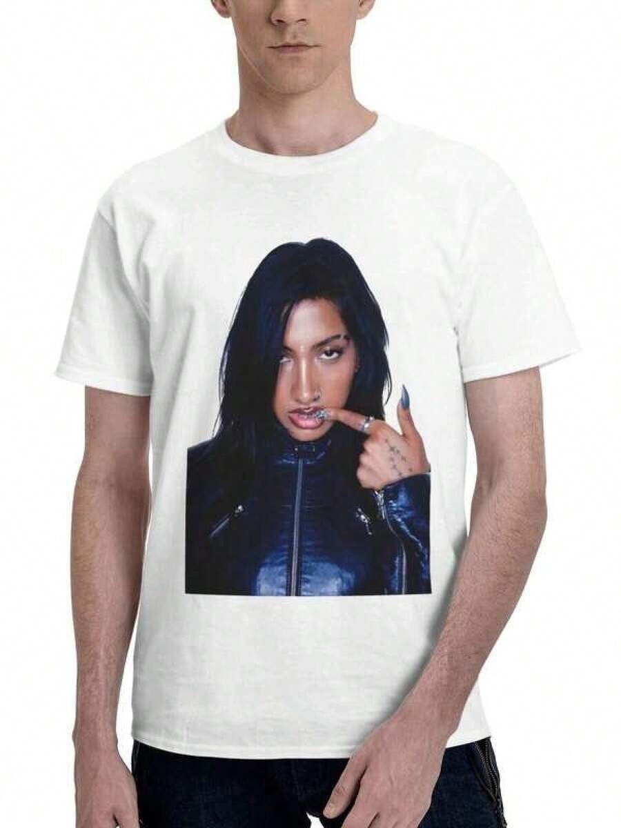 KATSEYE Lara Leather Jacket Portrait T-Shirt, K-Pop Fan Edgy Cotton TeePlayera Blanca Hombre Y Mujer Blusas Casuales Verano Y2k Playeras Basicas Algodón - Blanco - Ver 1