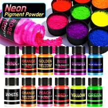 6pcs - 12 Colors Neon Powder - Fluorescent Mica Powder Suitable For Epoxy Resin, Nail Art, Slime, Soap Making, Eyeshadow & DIY Crafts - 12 Colors With 20ml Each Bottle, High Color Saturation, Non-Glowing (Not Glow In Dark) - Multicolor - View 9