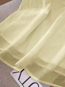 Blusa sin mangas de mujer con cuello plisado, decoración de botones de colores y diseño minimalista elegante de unicolor - Amarillo - Ver 7