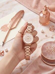 Seiko Reloj de cuarzo para mujer Jinggong Alba, diseño con cristales, estilo minimalista casual, adecuado para uso en verano, esfera de cristal, resistente al agua 50M, elegante y de moda. Un regalo ideal para Año Nuevo y Navidad. - Plateado - Ver 5