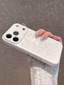 Premium Pearl White Shell Texture Large Window 17 Pro Max Phone Case, Full Coverage Anti-Drop Protection, INS Style High-End Aesthetic, Matte Design Anti-Slip And Anti-Sweat, Elegant Elegant With Sophisticated Style, Minimalist Creative Design, Niche Unique Fashion Taste - Premium Pearl White - View 3