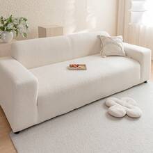 1 pieza Funda de sofá de peluche de oso, antideslizante y duradera, amigable con las mascotas, resistente a la decoloración, versátil, a prueba de arañazos, alta elasticidad, múltiples colores, elegante y cómoda, lavable a máquina, reutilizable, adecuada para todas las estaciones - Beis - Ver 10