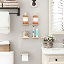4-Pack Small Floating Wall Shelves, 5-Inch Wooden Shelf For Room Decoration, Mini With 2 Installation Options - Black - View 6