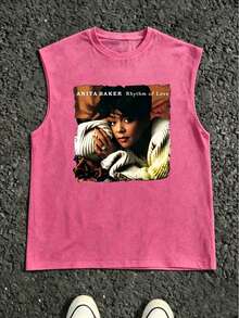 Vintage Anita Baker Big Head T-Shirt Unisex Retro R&B Graphic Tank Top Must-Have For 80s Music Fans Soft Comfy Top Perfect For Concerts Hangouts - 紅色3 - 查看 1