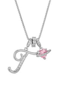 1 pieza Collar de acero inoxidable dorado con colgante de corazón rosa, letra personalizada y circonita cúbica exquisita, collar con letra de nombre simple, regalo de moda para novia, mamá, familia, amiga, hija, adecuado para aniversario, Día de San Valentín, Día de la Madre, cumpleaños, graduación, uso diario, boda, baile de graduación - Plateado - Ver 23