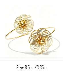6pcs Set Minimalist Geometric Metal Arm Cuff Bracelet, Exaggerated Leaf Design Suitable For Beach, Street Photography - A00003T-10 - View 4