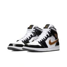 Nike Jordan Air Jordan 1 Mid Comfortable, Shock-Absorbing, And Slip-Resistant Mid-Top Retro Basketball Shoes, Unisex, Black And Gold, 2023 Edition - 852542-007 - Xem 3