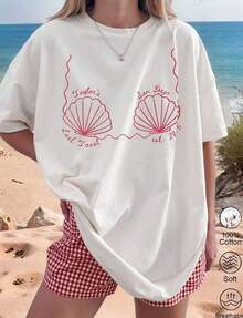 1pscWo's Nueva Camiseta de Verano Simple y Casual para Vacaciones, Holgada, Versátil, de Cuello Redondo, Moderna, para Uso Diario, Adecuada para Vacaciones, Camisetas Gráficas, Camiseta de Algodón 100% de Alta Calidad. Con estampado de mariposas, adecuada para niñas y mujeres, camiseta inspiradora de manga corta y cuello redondo, estilo estético lindo Y2K, top de verano, adecuada para actividades al aire libre, familia, trabajo o uso diario casual en la calle, 100% algodón. - Blanco - Ver 7