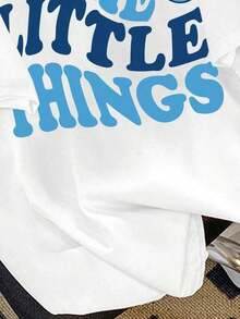 Summer TopsComfortcana Oversize Tshirts Casual Simple English Smiling Face Pattern Round Neck Short Sleeve Super Loose Plus Size T-Shirt Slightly Sheer Suitable For Going Outcotton T-Shirt - White - View 4