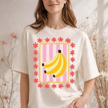 Banana, Fruit R, Kawaii Banana Pack Digital Download, Striped Pink Fruit For T-Shirts, Instant Download 220g Essential Unisex T-Shirt, 220g Of Unique Softness. Designed To Fit All People, Men And Women Alike. Durable, High-Quality Fabric, Ready For Any Cut, Delicate To The Touch But Built To Withstand. Lightweight Tops For Women, Autumn Sets, Vacation Wear, New Year's Costumes For Her. - 白色 - 查看 1