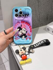 Disney Minnie Mouse Phone Case With Minnie Charm And Minnie Lanyard - Cute Minnie Protective Case With "Pink Bow Or Red Bow" Quote And Playful Pose Design, Equipped With Delicate Minnie Decorative Lanyard And Beaded Bracelet For Easy Carrying, Compatible With IPhone 17, 16, 15, 14, 13, 12, 11 Pro Series, Ideal For Birthdays, Holidays, Anniversaries, Graduation Gifts, Or Any Special Occasion To Surprise Family, Friends, Classmates, And Loved Ones. - 白色 - 查看 3