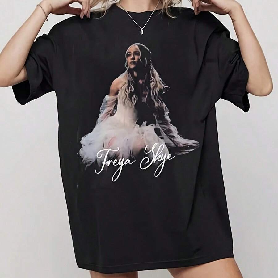 Freya Skye Merch Photo Tee Shirt, Concert Graphic T-Shirt - Black - View 1