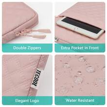 TECOOL 适用于 13.3-16 英寸笔记本电脑的保护套，兼容 MacBook Neo A18、Air Pro 13/14 英寸 M1/M2/M3、Air 15 英寸 M2/M3、Pro 16、HP 笔记本电脑，方形绗缝竖款电脑包，带口袋 - 查看 5