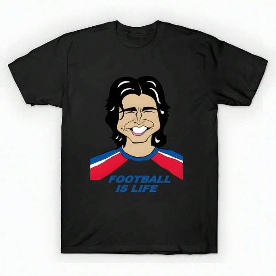 ¡El fútbol es vida! T-Shirt (1) unisex de la de algodón puro de alta densidad de 220 g. C-AmiS-eta uniS-ex 100 % aL-Godón de - Tejido de alta densidad. Apta para todo tipo de perS-onas, ya sean mujeres o hombres. Tejido duradero de alta C-Alidad apto para todas las estaciones, suave al tacto pero duradero. Tops transpirables. Conjuntos de otoño para mujer. Conjuntos de vaC-Aciones para mujer. Disfraz de Halloween para mujer. - Negro - Ver 1