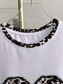 Women's T-Shirt With Round Neck And Centaur Print And Contrasting Color Stripes - Multicolor - View 3