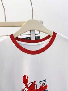 Camiseta de cuello redondo con estampado de leopardo vintage clásico y casual para mujer, adecuada para el verano - Blanco - Ver 4