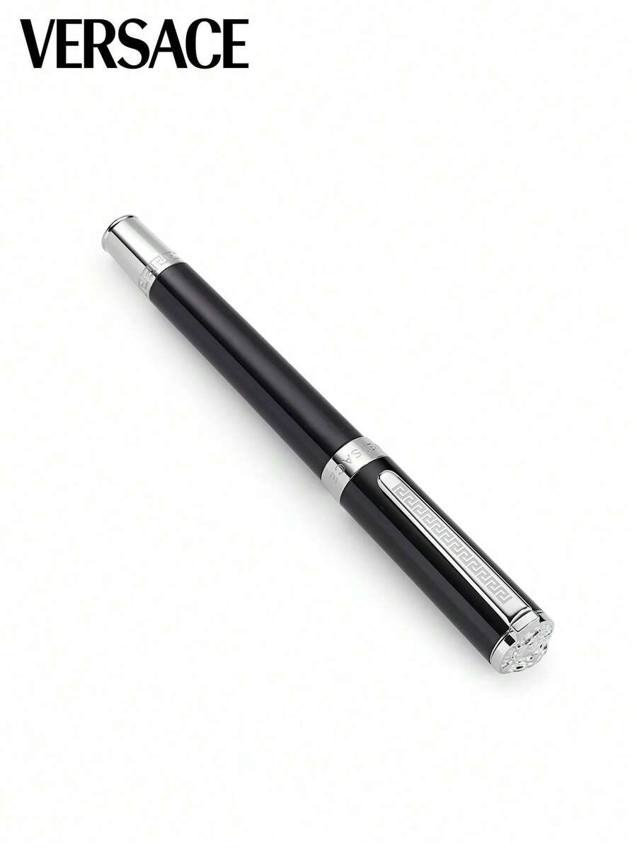 Versace Olympia Ballpoint Pen with Fine Tip,Twist Mechanism With Greca And Medusa Engraved,Stainless Steel - 圓形 - 查看 1