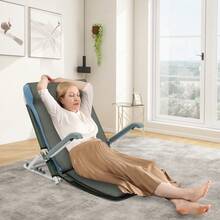 Respaldo de cama ajustable con reposabrazos y cojín de espuma, portátil, respaldo de malla plegable con ángulo ajustable en 5 posiciones para personas mayores y pacientes para leer y relajarse, azul marino y gris. - Verde - Ver 4
