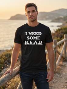 Funny Saying T-Shirt - "I Need Some Head Hugs Encouragement Devotion" Bold Text Tee - Soft Quick-Dry Cotton Shirt For Men & Women - Black With White Letters - Machine Washable Everyday Casual Wear - Gym, Gifts, Sports Fans - All-Season Comfort Fit Apparel, Gym Outfit, Retro Style, Comfortable Material, Statement Top, Humor Lovers - màu đen - Xem 1