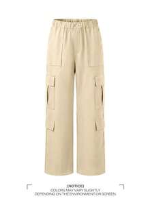 Pantalon cargo élégant et mignon au style Y2K avec boutons et poches multiples, léger. Convient pour la rentrée scolaire, la remise des diplômes, les clubs, les anniversaires, Halloween, Thanksgiving, la fête des mères, les concerts, la gym, la plage, le bureau, le port quotidien, les sports, l'aéroport, la rue, la fête des enseignants, le printemps, l'été, l'automne, l'hiver - Nude - Voir 5