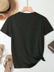 Vintage2026 NUEVAS Camisetas Rojas, Camiseta de Algodón con Estampado 'I'That Auntie Funny Best Aunt' para Mujer, Verano, Clásica, Suave, Cuello Redondo, Camisetas Gráficas Cómodas y Holgadas de Algodón para Mujer, Blusas Bonitas de Mujer, Camiseta Gráfica - Negro - Ver 2